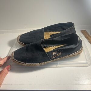 Saint Laurent Logo-Stitched Canvas Espadrilles Size 40/9